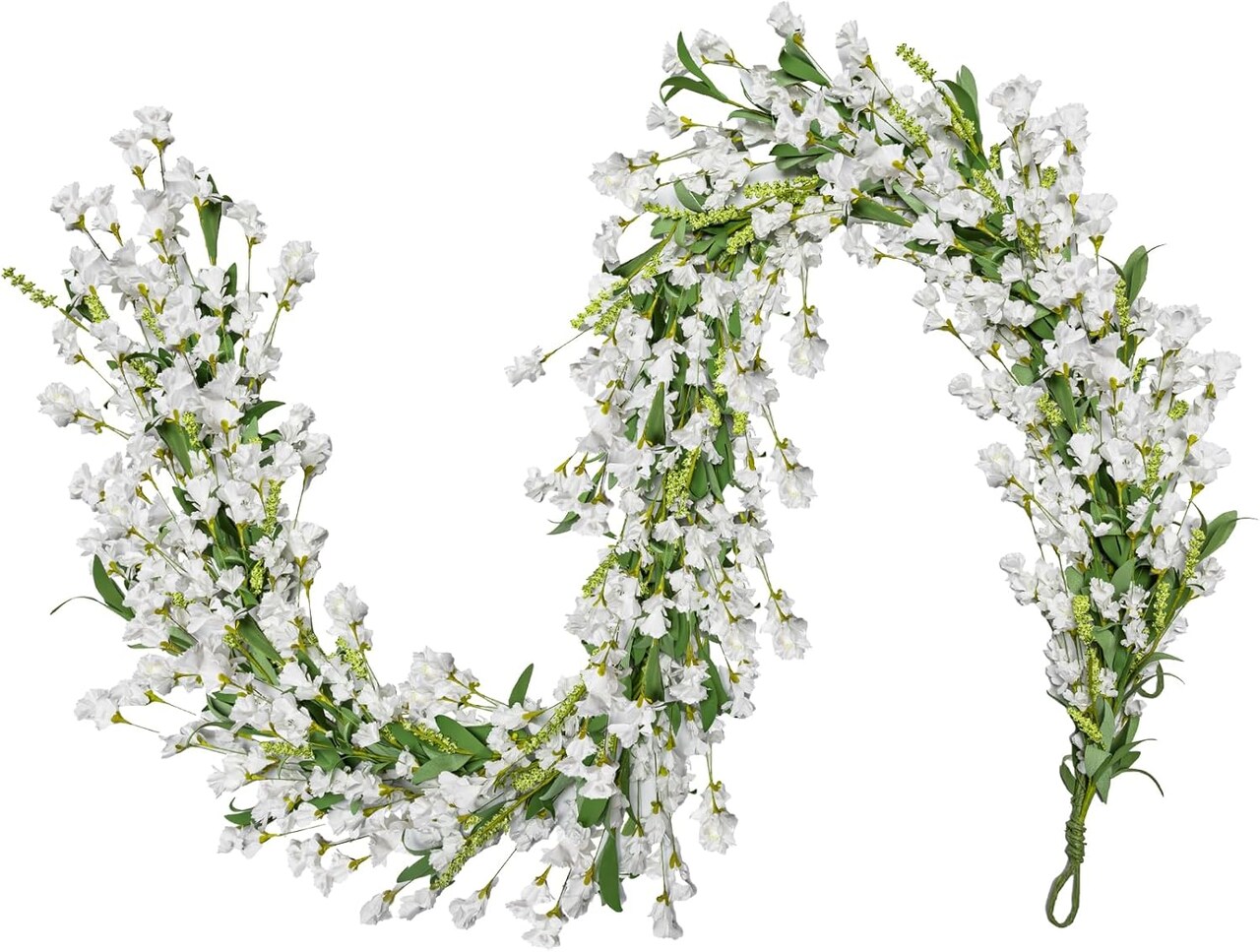 Spring Flower Garland, 6FT Not Withering Garland,Wildflower Floral Garlands for Decoration for Indoor Door Window Wall Arch Background Home Farmhouse Decor (White)